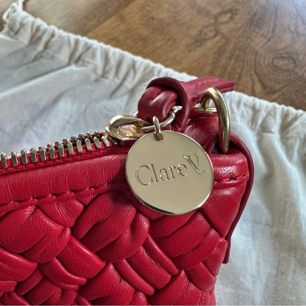 Clare V. Petit Moyen - Rosa Puffy Woven Nappa Leather - Crossbody Bag RARE - Picture 11 of 15